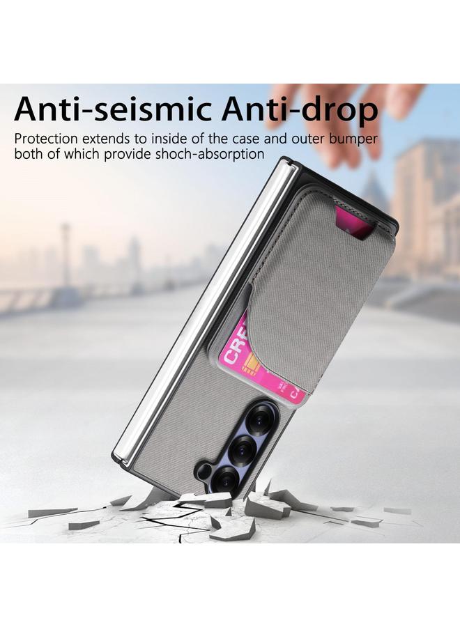 اس-توب جراب لهاتف Samsung Galaxy Z Fold3 5G مصنوع من الجلد الصناعي المائل مع حقيبة بطاقات وغطاء خلفي مغناطيسي للهاتف - Image 5