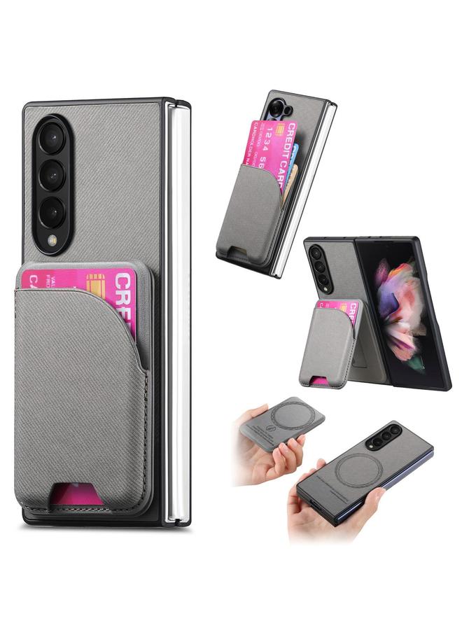اس-توب جراب لهاتف Samsung Galaxy Z Fold3 5G مصنوع من الجلد الصناعي المائل مع حقيبة بطاقات وغطاء خلفي مغناطيسي للهاتف - Image 1
