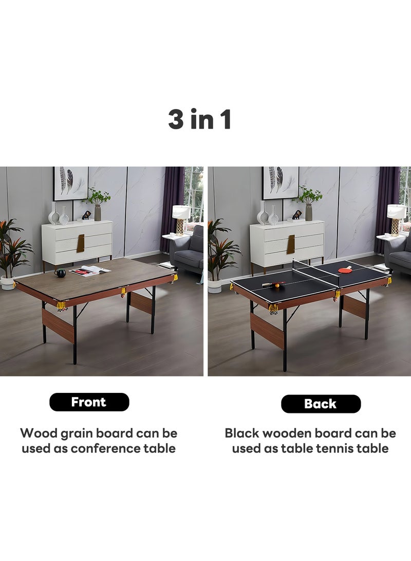 ETG 3-in-1 Multi Game Table: Pool, Table Tennis & Board Games | Foldable Design | Family Entertainment Center (137cm) - Image 4