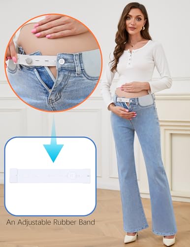 PACBREEZE جينز مامي من PACBREEZE للنساء بتصميم فلويد متوسط الارتفاع، جينز دنيم مرن للحمل، مقاسات S-XXL (أزرق فاتح، متوسط)  - Image 3