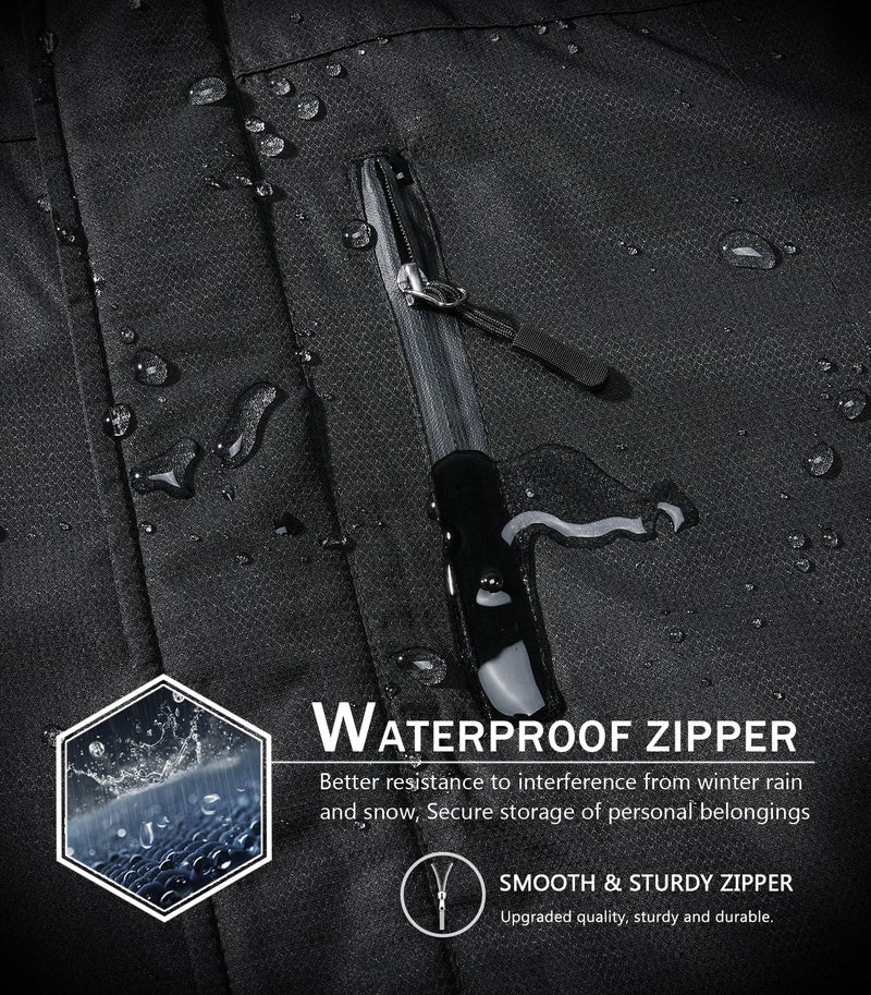 SPOSULEI Winter Jackets Coats for Men Waterproof Fleece Liner Softshell Jacket Ski Hiking Snow Jackets Parka Coat with Hooded Black 3XL - Image 3