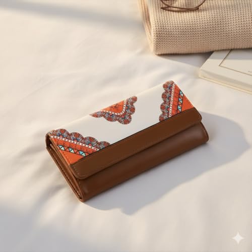 DOSYSO Wallet for Women Girls Stylish Latest Printed Faux Leather with Phone Space Coin Compartment Mobile Storage 4 Card Slots Holder Cash Zip Pockets Hand Clutch for Daily Use Ladies Long Purse (Brown) - Image 2