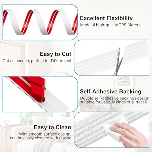 Pluden 20FT Flexible Wall Corner Protector Moulding Trim, Peel and Stick Inside & Outside Wall Corner Guards Edge Protector,Self Adhesive Molding Trim Strip for Edge Ceiling - Image 3