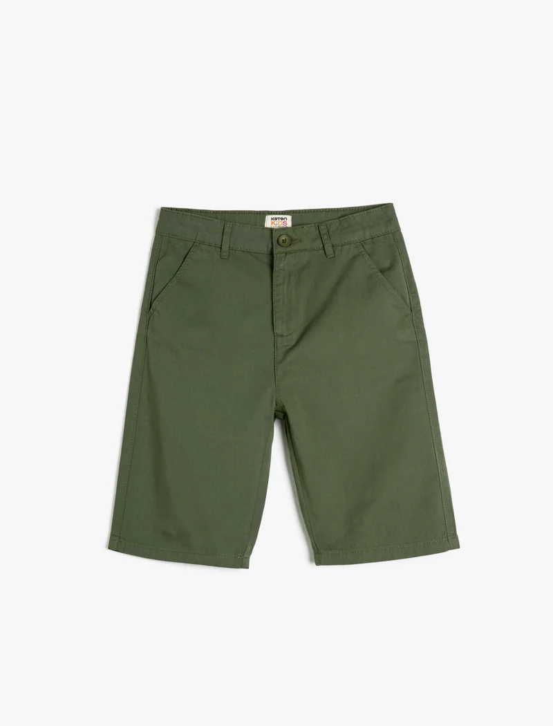 KOTON Koton | Solid Button Closure Chino Shorts |
