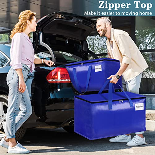 HomeHacks Moving Bags Heavy Duty with Strong Zippers and Handles Collapsible Moving Supplies, Storage Totes for Packing & Moving Storing 125L,8-Pack, Blue - Image 5