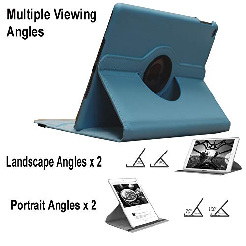 JYtrend Smart Case for iPad 5th (9.7") / 6th Generation (9.7") with Pencil Holder, Rotating Stand Magnetic Auto Wake Up/Sleep Cover for 2017/2018 iPad 9.7 Model A1893 A1954 A1822 A1823 (Blue) - Image 5