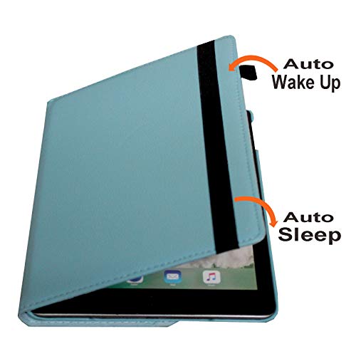 JYtrend Smart Case for iPad 5th (9.7") / 6th Generation (9.7") with Pencil Holder, Rotating Stand Magnetic Auto Wake Up/Sleep Cover for 2017/2018 iPad 9.7 Model A1893 A1954 A1822 A1823 (Blue) - Image 3