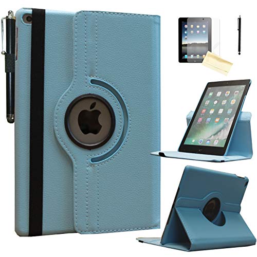 JYtrend Smart Case for iPad 5th (9.7") / 6th Generation (9.7") with Pencil Holder, Rotating Stand Magnetic Auto Wake Up/Sleep Cover for 2017/2018 iPad 9.7 Model A1893 A1954 A1822 A1823 (Blue) - Image 1