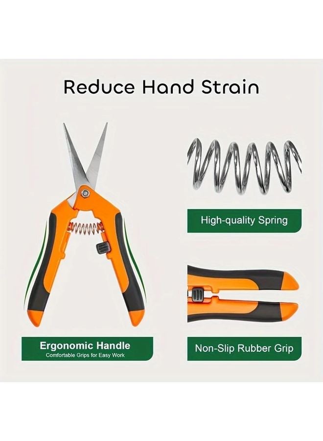 3 Pack Orange Garden Pruning Shears 6.5 Inch Straight Precision Blades - Image 5