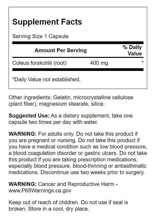 Swanson Full Spectrum Coleus Forskohlii 400 Milligrams 60 Capsules - Image 2