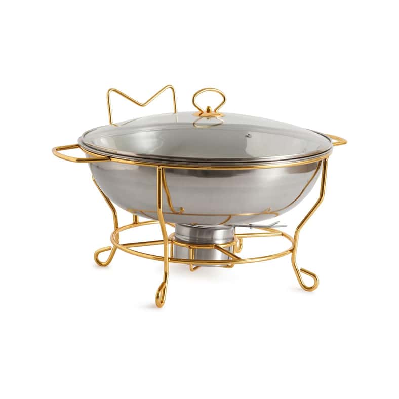 Pan Home طبق شافينغ جالاكسي مع غطاء 8 لتر - كروم وذهب - Image 4