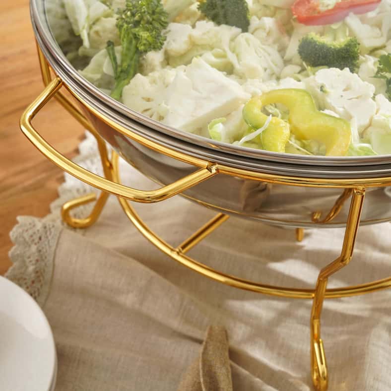 Pan Home طبق شافينغ جالاكسي مع غطاء 8 لتر - كروم وذهب - Image 2