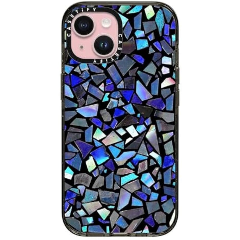 Casetify Impact Case for iPhone 15 【8.2ft 4X Military Grade Drop Protection/Compatible with Magsafe】 - Deep Blue Crystal - Clear Black - Image 1