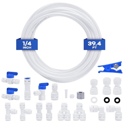CNAODUN Refrigerator Water Line Kit - 1/4" OD 39.4ft Tubing, Ice Maker Kit With Quick Connect Fittings for Reverse Osmosis and Push To Connect Tube Fittings - Image 1