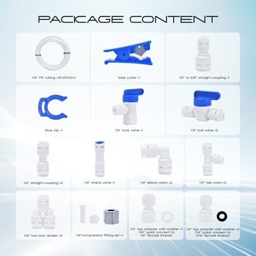 CNAODUN Refrigerator Water Line Kit - 1/4" OD 39.4ft Tubing, Ice Maker Kit With Quick Connect Fittings for Reverse Osmosis and Push To Connect Tube Fittings - Image 2