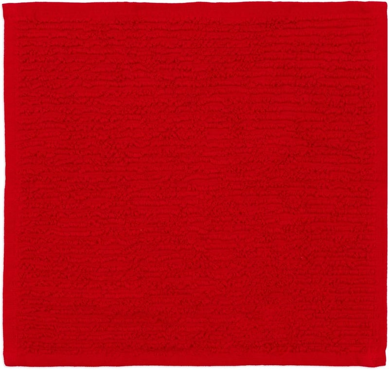 MUkitchen Ridged Texture Cotton Dishcloth, 12 by 12 Inches, Ruby - Image 1