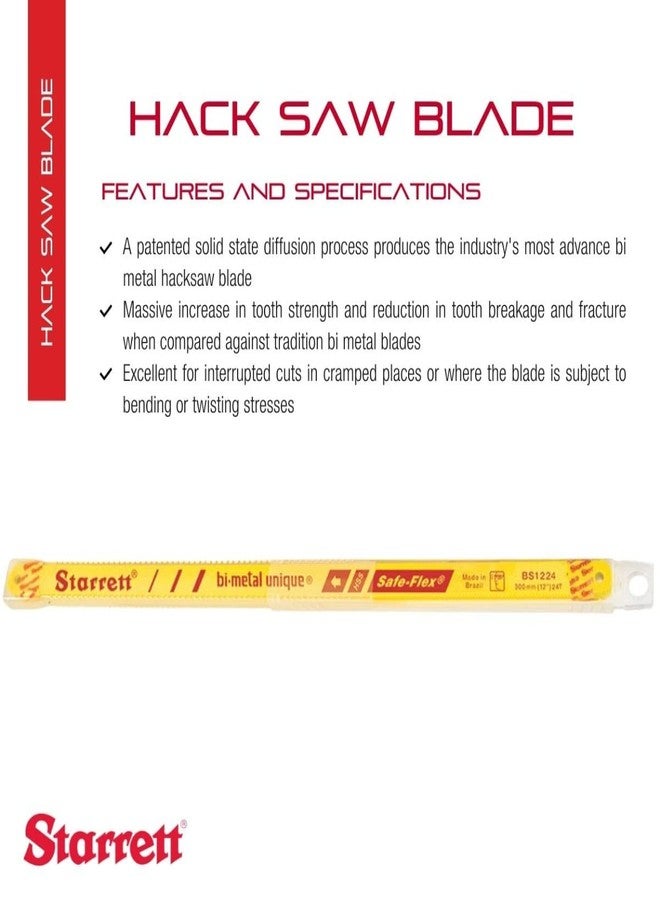 ستارريت شفرات منشار ستاريت ثنائية المعدن - KBS1224-10، منشار يدوي فريد من نوعه بتقنية Safe-Flex HSS، طول 300 مم، حافة قطع 24 سنًا في البوصة - للمعادن غير الحديدية، والفولاذ المقاوم للصدأ، والأنابيب، والبلاستيك - عبوة من 10 شفرات - Image 2
