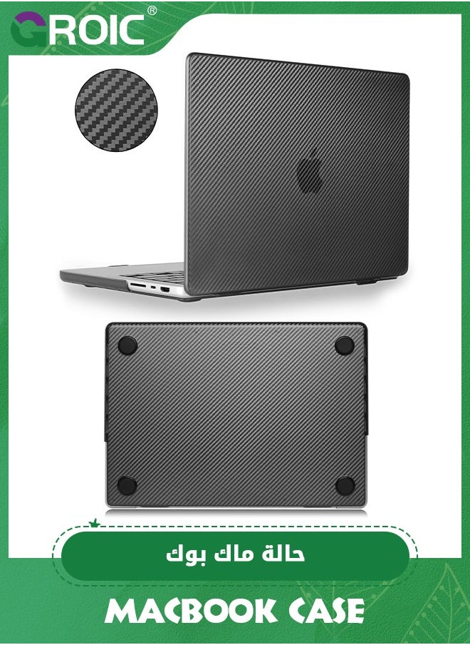 GROIC Compatible with MacBook Pro 14 inch Black Case 2023-2021 Model A2779 A2442 M2 M1 Pro/Max Chip with Touch ID, Carbon Fiber Surface Super Slim ABS Hard Shell Case  - Image 1