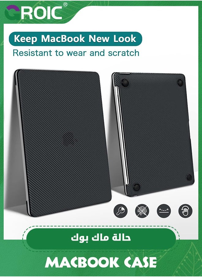 GROIC Compatible with MacBook Pro 14 inch Black Case 2023-2021 Model A2779 A2442 M2 M1 Pro/Max Chip with Touch ID, Carbon Fiber Surface Super Slim ABS Hard Shell Case  - Image 2