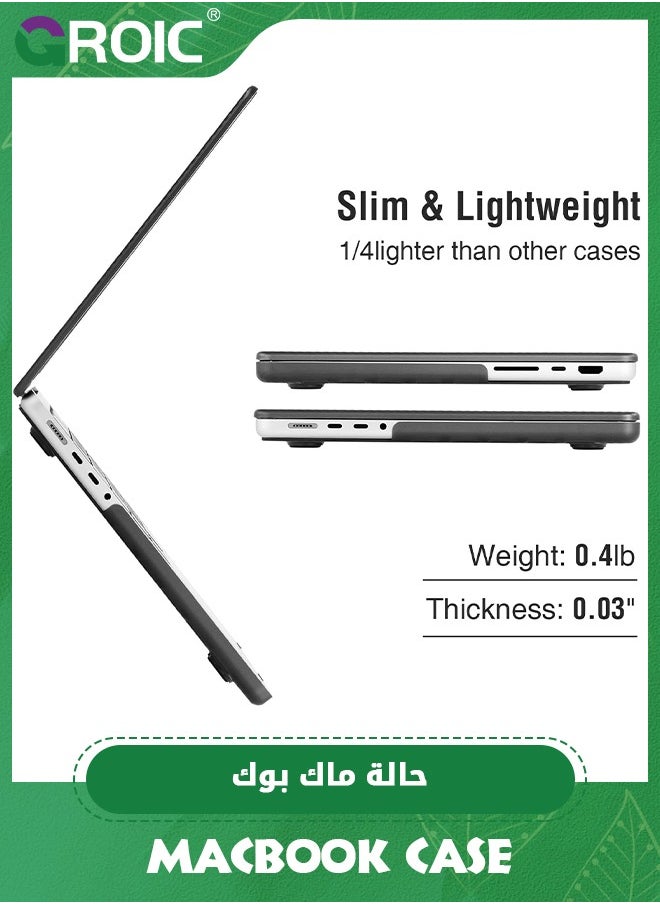 GROIC Compatible with MacBook Pro 14 inch Black Case 2023-2021 Model A2779 A2442 M2 M1 Pro/Max Chip with Touch ID, Carbon Fiber Surface Super Slim ABS Hard Shell Case  - Image 5