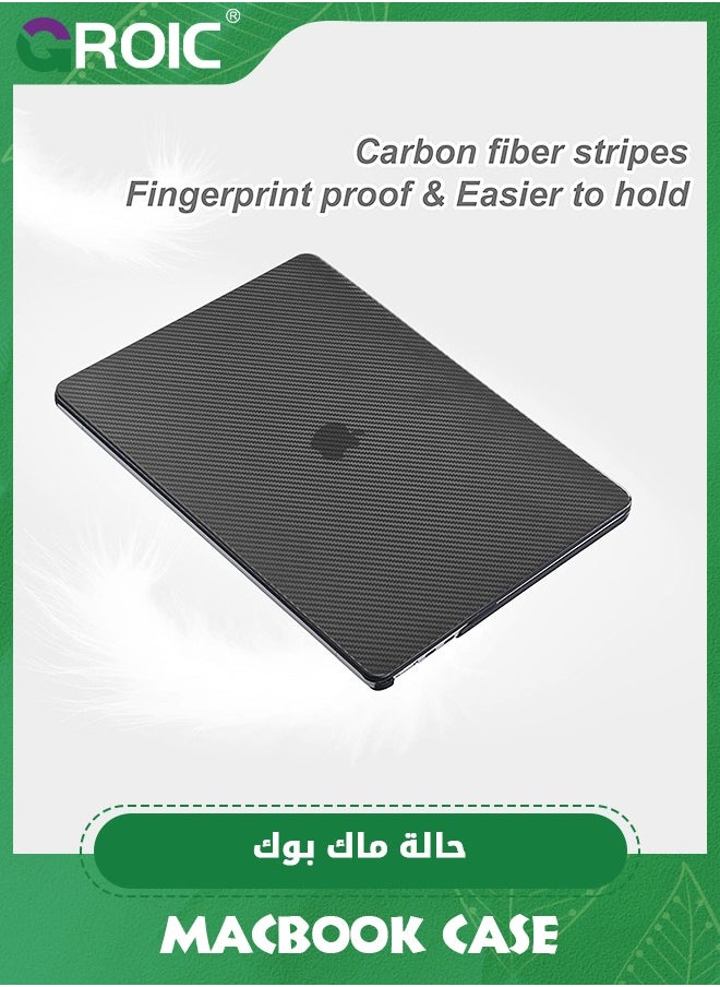 GROIC Compatible with MacBook Pro 14 inch Black Case 2023-2021 Model A2779 A2442 M2 M1 Pro/Max Chip with Touch ID, Carbon Fiber Surface Super Slim ABS Hard Shell Case  - Image 4