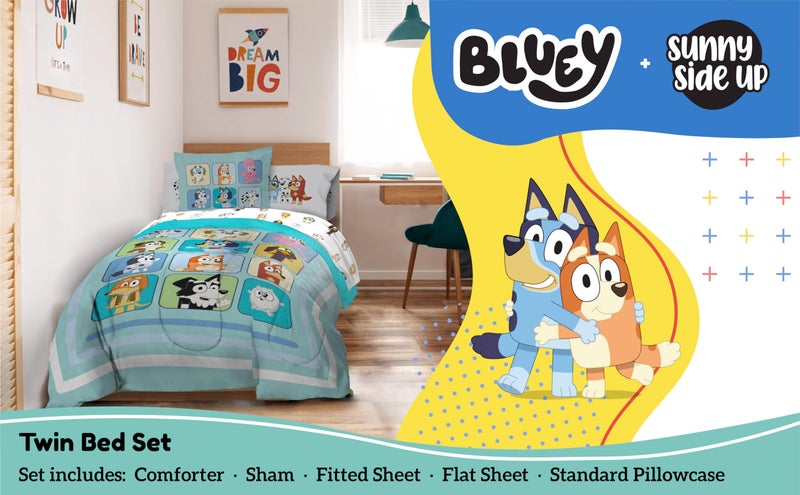Sunny Side Up Bluey & Friends Twin Comforter Set - 5 Piece Kids Bedding Includes Comforter, Sheets & Pillow Cover - Super Soft Microfiber Bed Set - Image 2