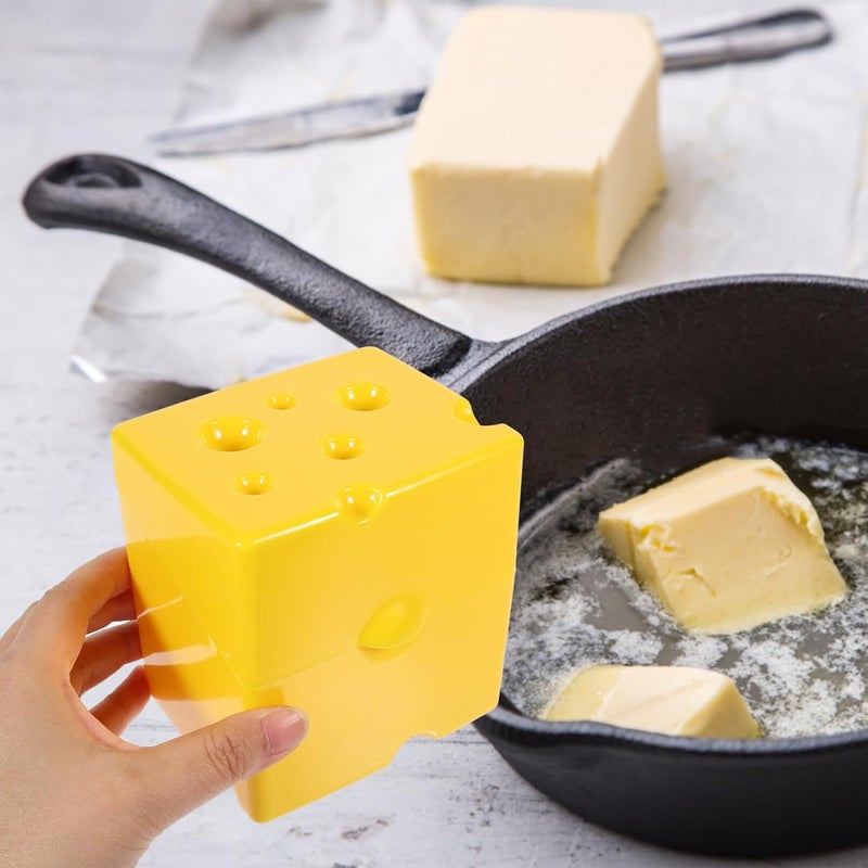 DOITOOL Sliced Cheese Storage Container Cute Butter Block Cheese Slice Storage Box with Flip Lid Plastic Cheese Keeper Cheese Slice Holder Sliced Cheese Saver Refrigerator, Yellow - Image 2