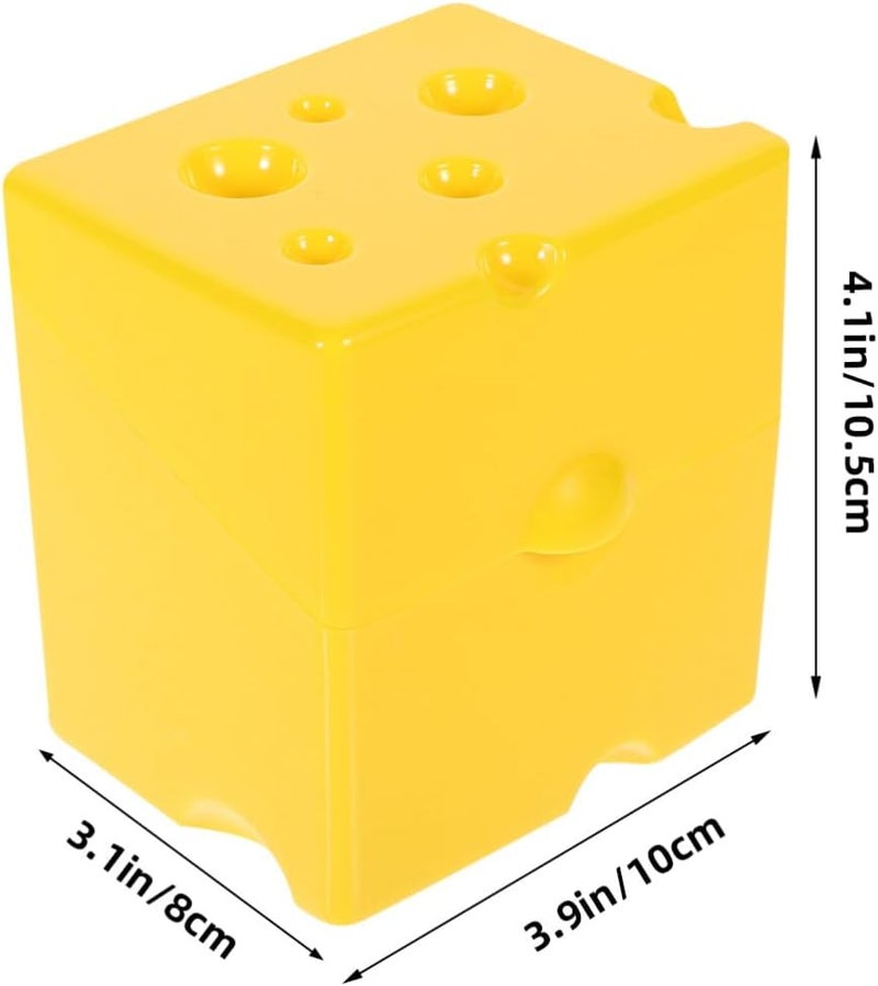 DOITOOL Sliced Cheese Storage Container Cute Butter Block Cheese Slice Storage Box with Flip Lid Plastic Cheese Keeper Cheese Slice Holder Sliced Cheese Saver Refrigerator, Yellow - Image 3