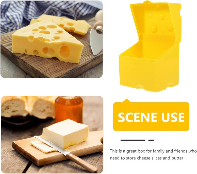 DOITOOL Sliced Cheese Storage Container Cute Butter Block Cheese Slice Storage Box with Flip Lid Plastic Cheese Keeper Cheese Slice Holder Sliced Cheese Saver Refrigerator, Yellow - Image 4