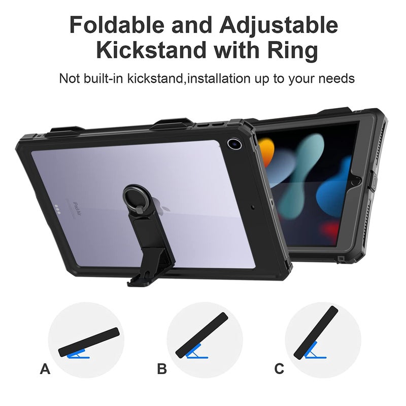 Guirble for iPad 10.2" - iPad 9th 8th 7th Generation Waterproof Case,Full-Body Heavy Duty Protective Built-in Screen Protector with Strap Stand Pencil Holde for iPad 9th Generation Case - Image 5