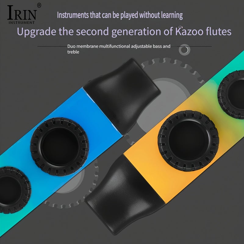 IRIN KZ-02 High-Quality Color Kazoo Flute Double Flute Diaphragm Bass And Bass Adjustment ABS (Mouthpiece And Diaphragm And Lanyard) Carton - Image 1