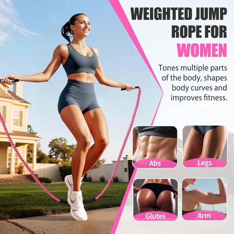 KUZARO Weighted Jump Rope,1.5lb, 2.5lb, 3.5lb Heavy Duty Jump Rope for Fitness, Weighted Jump Rope for Women and Men, Battle Rope for Fitness Training, Home Gym Exercise Equipment for Total Body Workouts - Image 2
