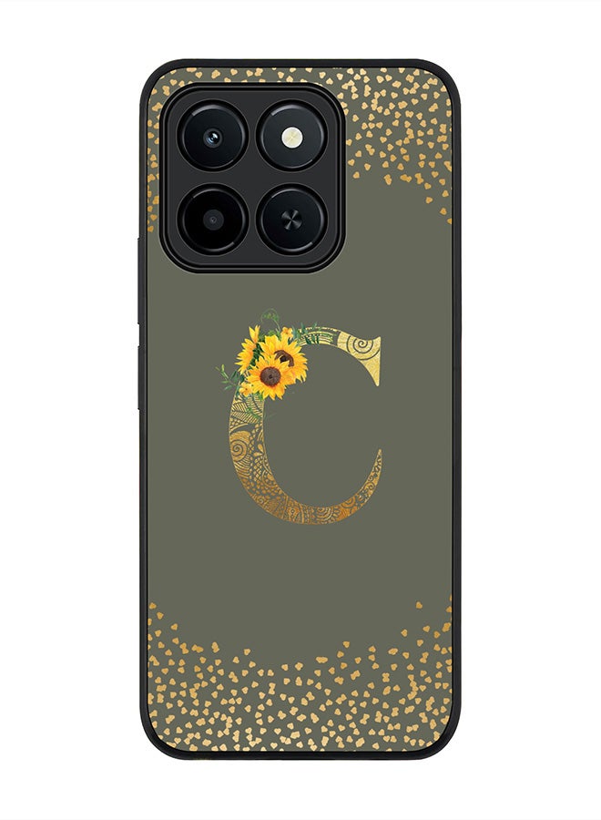 Stylizedd For Honor X6c Case,Slim fit Camera Protection, Shockproof Thin Phone cover  - Custom Floral Monogram - C  (Olive Green )