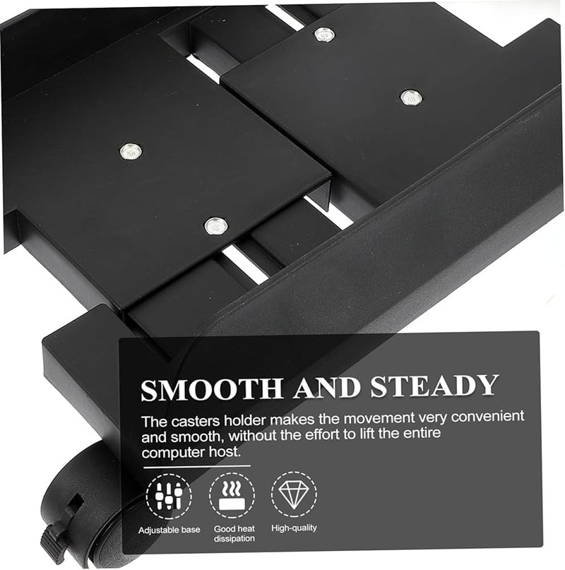 Adjustable CPU Stand with Wheels Sturdy Iron Desktop Computer Tower Holder for Home Office Mobility - Image 5