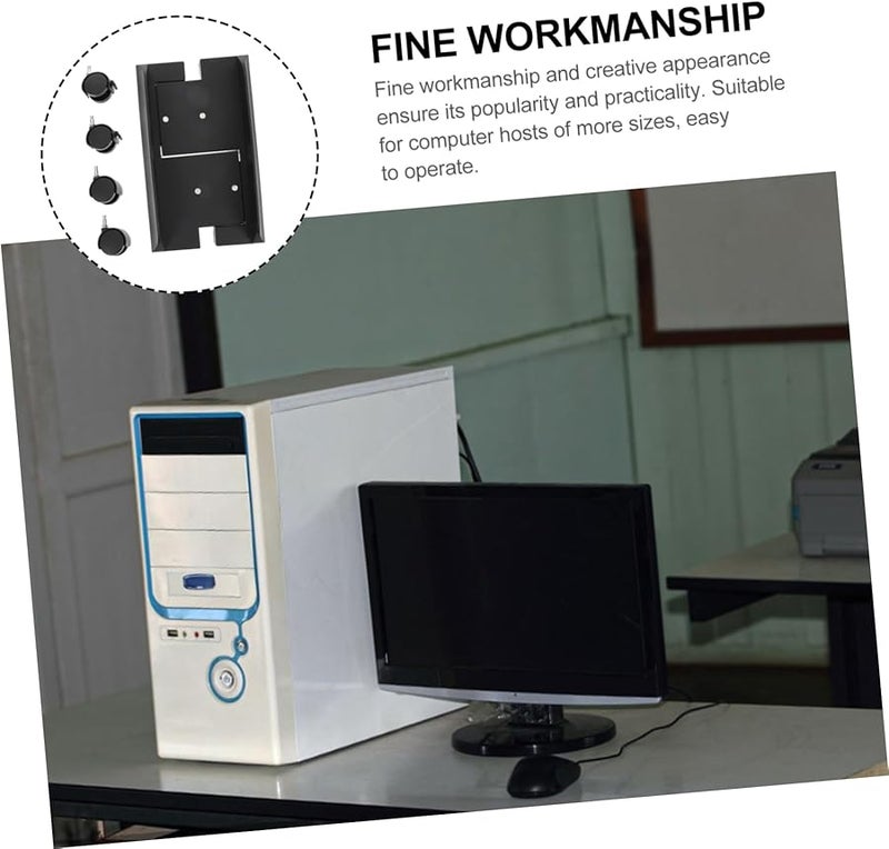 Adjustable CPU Stand with Wheels Sturdy Iron Desktop Computer Tower Holder for Home Office Mobility - Image 4