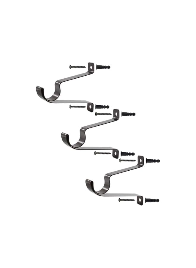 erorex 6 PCS Adjustable Distance Curtain Rod Bracket, Heavy Duty Single Hole Curtain Rod Hooks, Drapery Rod Bracket Set, Metal Blinds Hang Curtains Rod Holder with Screw Pack Brown 25mm/1 in  - Image 3