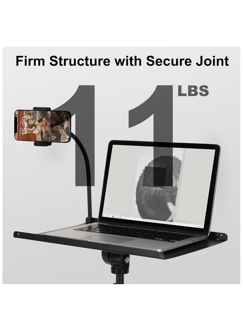 Hihonor Laptop Tripod on Wheels with 2 Shelves, Portable Projector Floor Stand Adjustable Height 25.9 to 51.8 Inch with Phone Holder  - Image 3