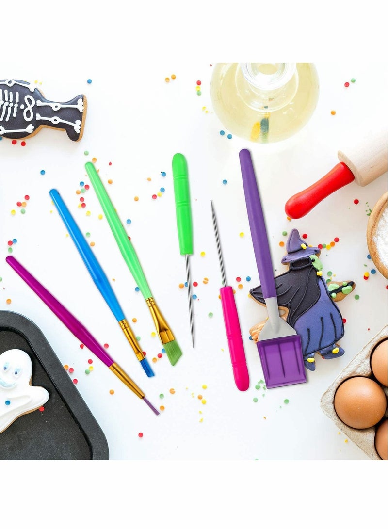 Excefore Cake Decorating Tool Set Cookie Decorating Brush Scoring Needle, Sugar Stirring Needle for Cookies Cake Fudge Decorating Supplies 15 Piece Set - Image 3