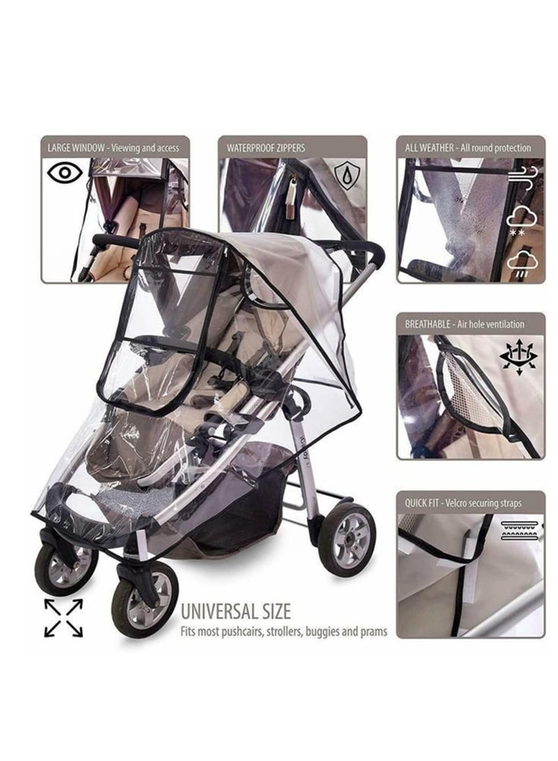 ECVV Universal Baby Stroller Rain Cover Waterproof Transparent Stroller Cover Baby Travel Weather Shield Protect from Rain Wind Snow Dust Insects - Image 4
