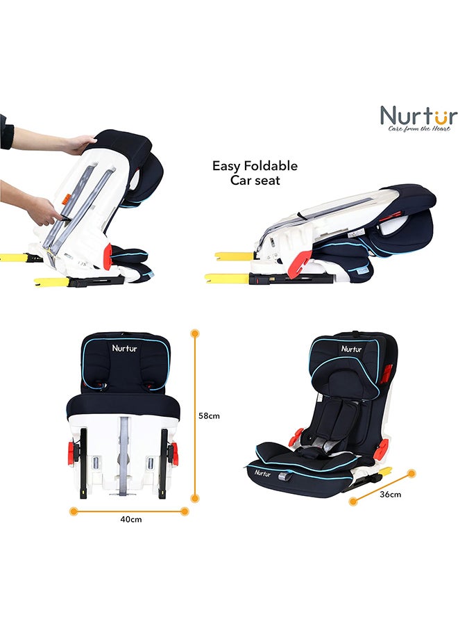 Nurtur - Maverick Baby/Kids Compact Foldable Car Seat - Isofix - 10-Level Adjustable Headrest - 9 Months To 12 Years, , Dark Grey - Image 1