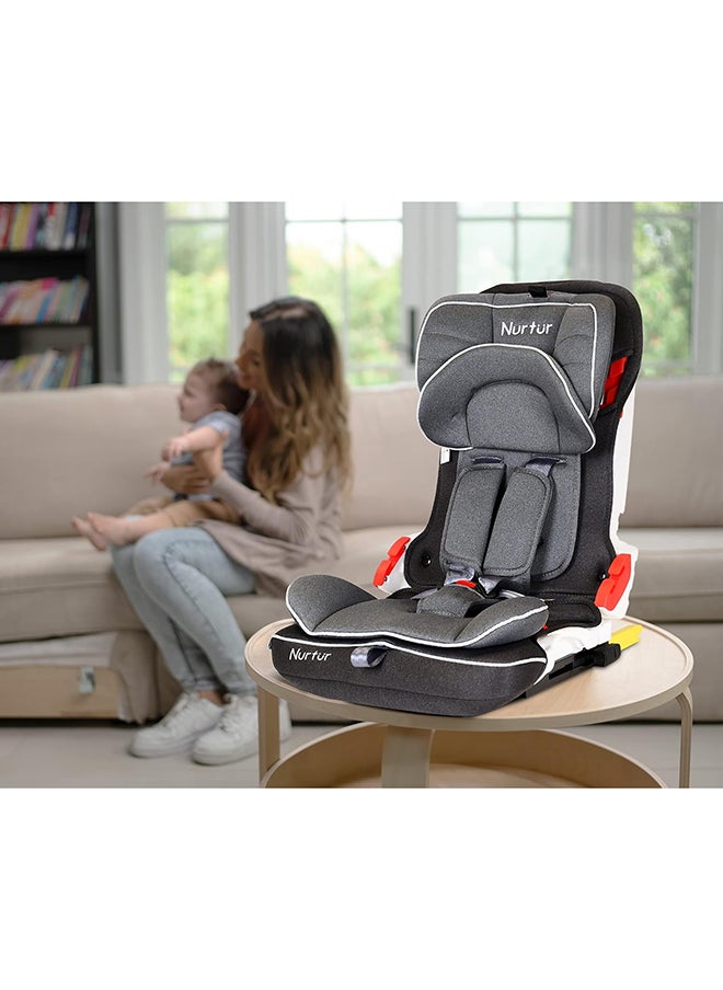 Nurtur - Maverick Baby/Kids Compact Foldable Car Seat - Isofix - 10-Level Adjustable Headrest - 9 Months To 12 Years, , Dark Grey - Image 1