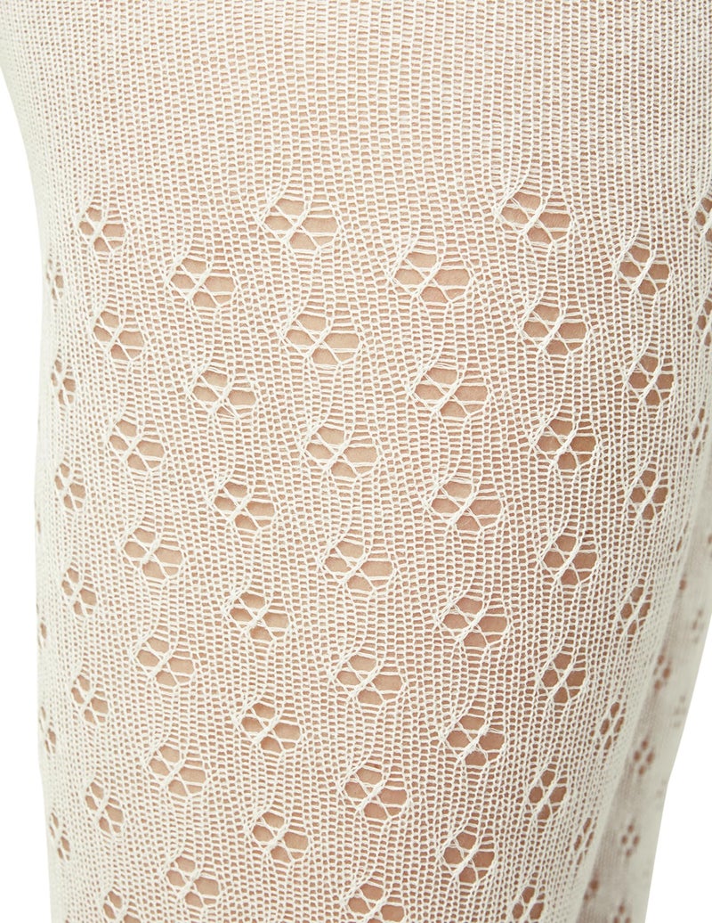 HUE Women's Sweater Tights, Ivory Pointelle Diamond, Small-Medium - Image 3