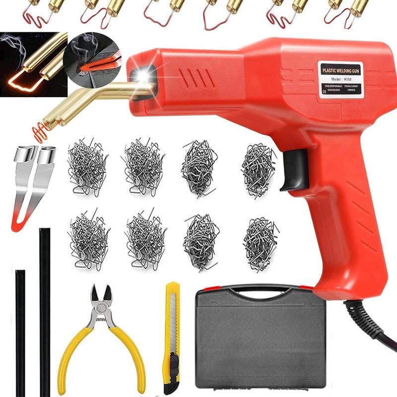 150w Plastic WelderPlastic Welding Kit with 1000pcs Hot Staples2pcs pp Plastic Welding RodsknifePlier Plastic Welding Machine Plastic Repair Kit for Car Bumper Crack Repair ToolsRed