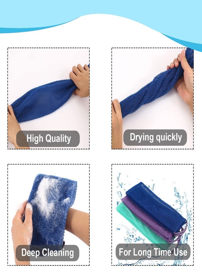 QCWN 3 PCS African Exfoliating Net,African Net Sponge,Exfoliating Body Scrubber Back Scrubber for Shower,Exfoliating Washcloth African Net Bath Sponge Exfoliating Net for Men Women Daily Shower Bathing - Image 4