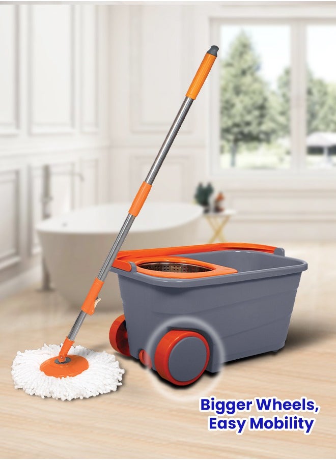 Chakaa chak Chakaachak Shine Spin Bucket Mop with Stainless steel Wringer plus 1 Free Refill (Multicolor)  - Image 5