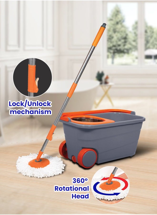 Chakaa chak Chakaachak Shine Spin Bucket Mop with Stainless steel Wringer plus 1 Free Refill (Multicolor)  - Image 4