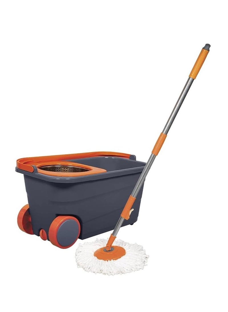 Chakaa chak Chakaachak Shine Spin Bucket Mop with Stainless steel Wringer plus 1 Free Refill (Multicolor)  - Image 1