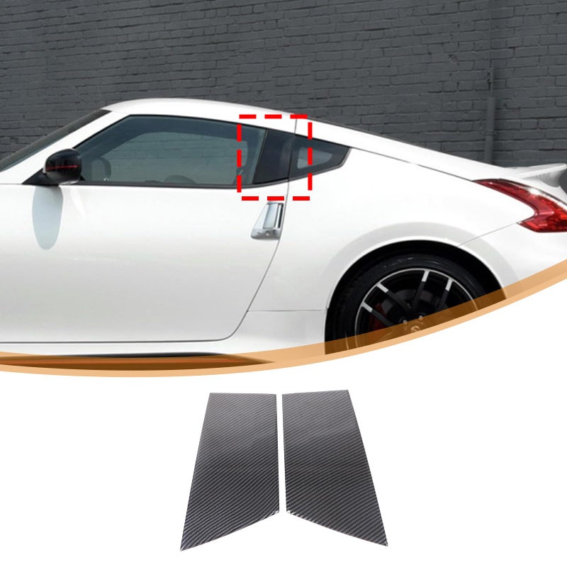 Daeiclru Exterior Middle Pillar Cover Trims Compatible with Nissan 370Z 20092020 Carbon Fiber Car Outer Rear Window Center Pillar Panel Cover AntiScratch Molding Accessoriess