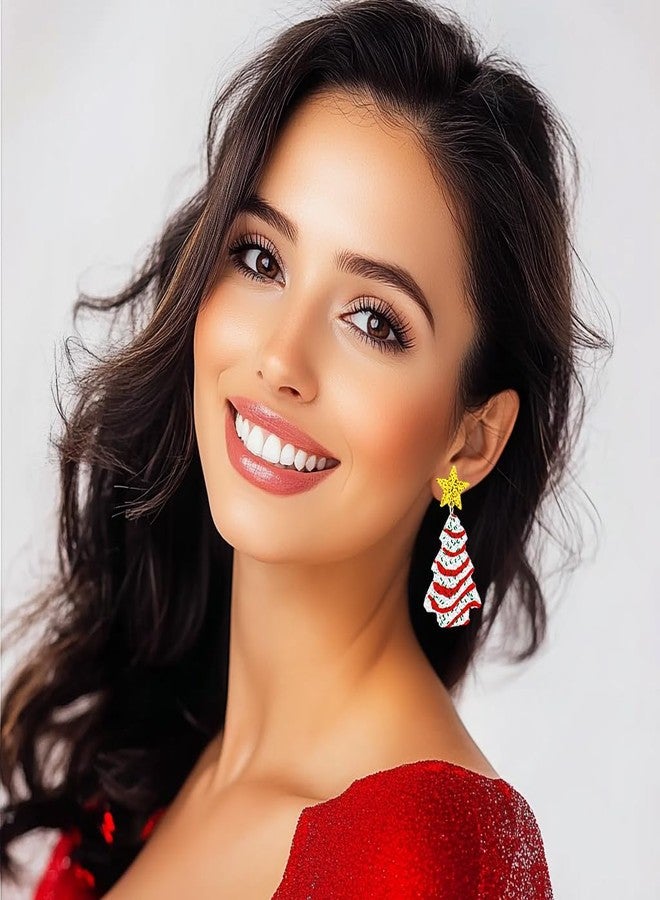 أقراط شجرة عيد الميلاد اللامعة، أقراط مرصعة على شكل نجمة من الأكريليك، أقراط متدلية خفيفة الوزن مزينة بترتر ملون، هدية مثالية لعيد الميلاد، إكسسوارات مميزة، هدية صداقة لها - Image 3