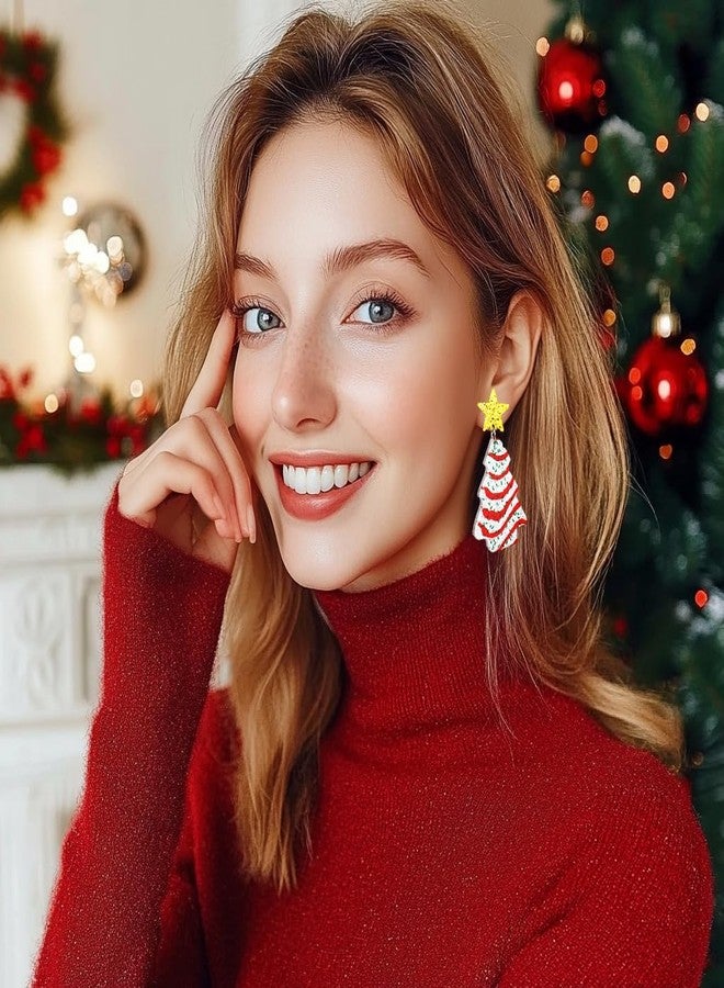 أقراط شجرة عيد الميلاد اللامعة، أقراط مرصعة على شكل نجمة من الأكريليك، أقراط متدلية خفيفة الوزن مزينة بترتر ملون، هدية مثالية لعيد الميلاد، إكسسوارات مميزة، هدية صداقة لها - Image 4